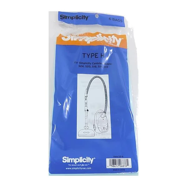 Simplicity TYPE H (S5-6) paper bags 6pk