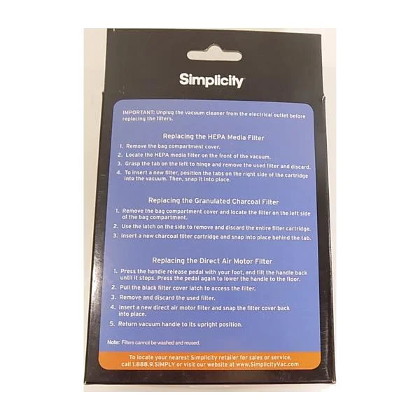 Simplicity S30P Filter Set with HEPA and Charcoal Pre Filter