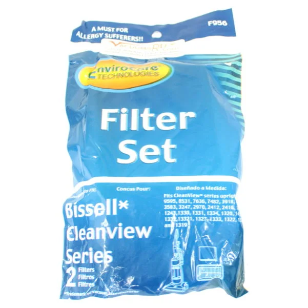 Bissell cleanview filter hepa models:1243, 1319, 1320, 1322, 1327, 1328, 1329, 1330, 1331, 13321, 1333, 1334, 1413, 1413W, 1452, 1816, 2410, 24101, 2412, 3247, 3583, 35831, 35835, 3918, 7482, 7636, 8531, 85312, 85321, 9595, 9595A, and 9595R Series.