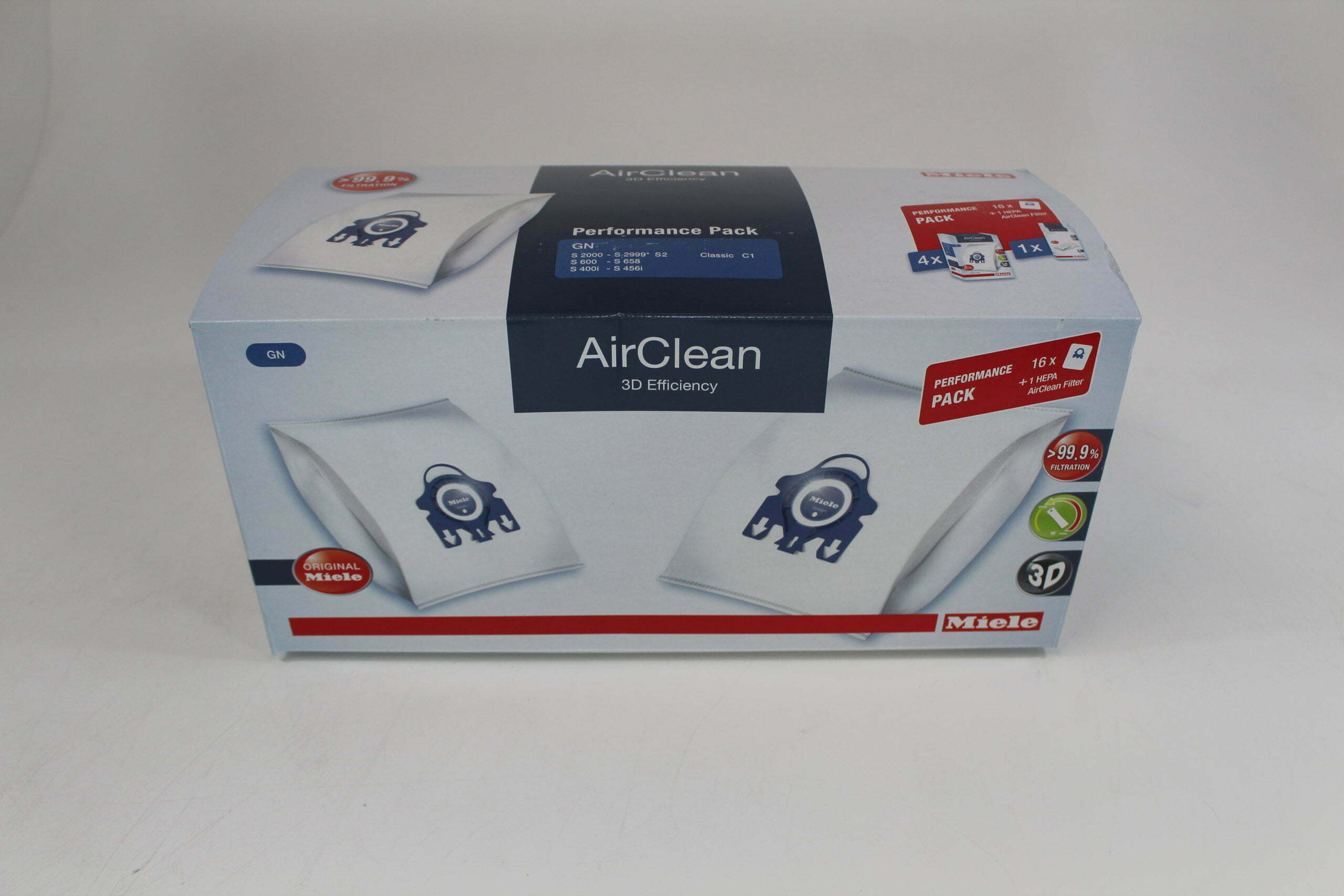  Miele AirClean 3D GN Vacuum Cleaner Bags, White, 1 Box