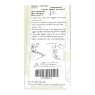 Adjustable Zipper Foot BP-1 for Janome