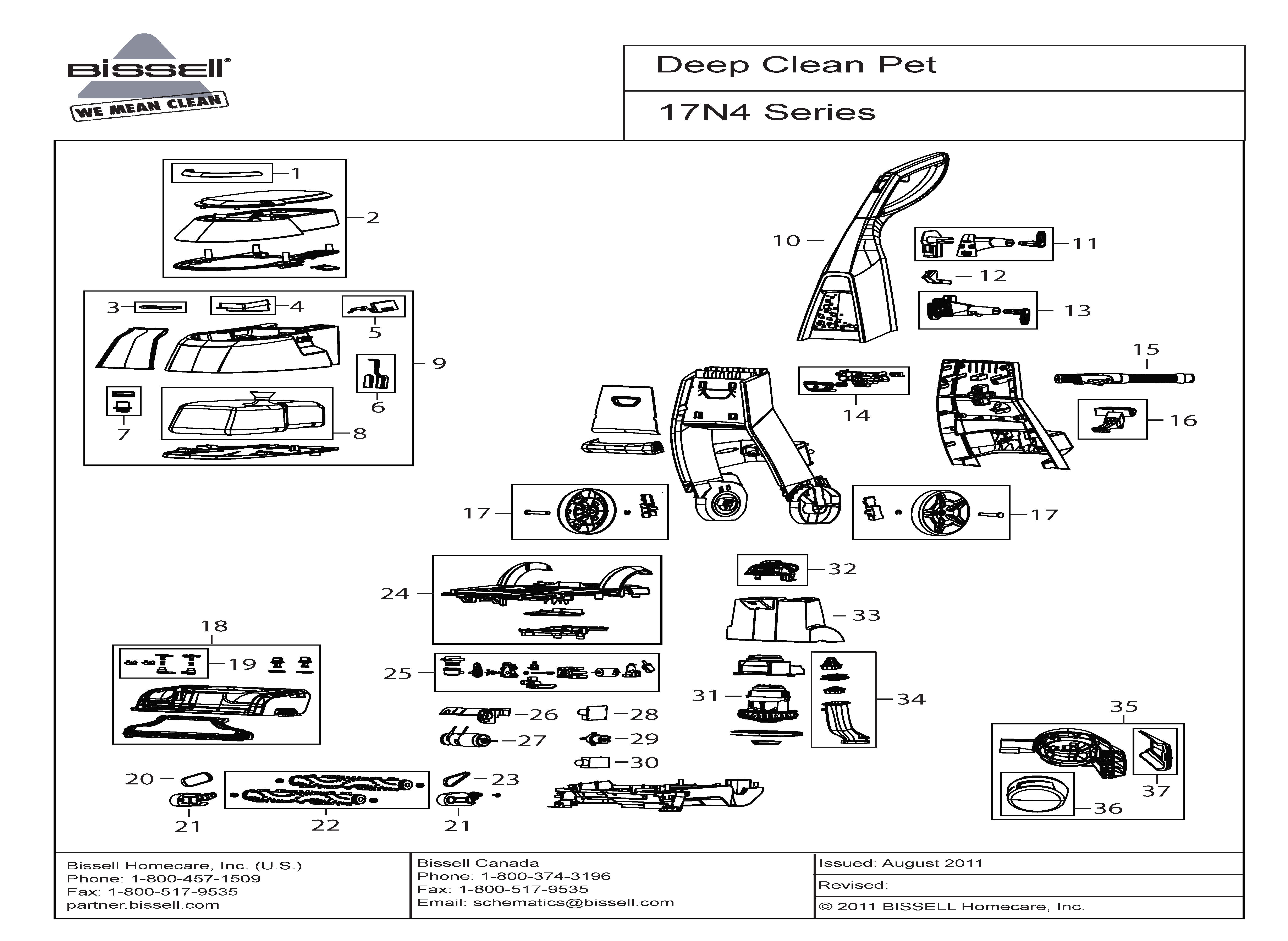 Schematic Parts Book for Bissell Model: 2458 Spotclean Pro Pet - VacuumsRUs