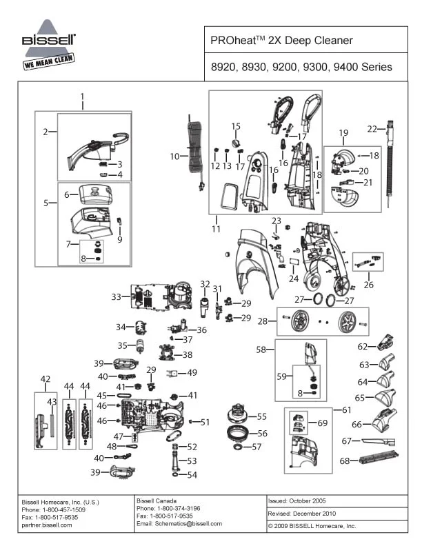 Schematic Parts Book For Bissell Model: 9200A PROHEAT 2X PET - VacuumsRUs