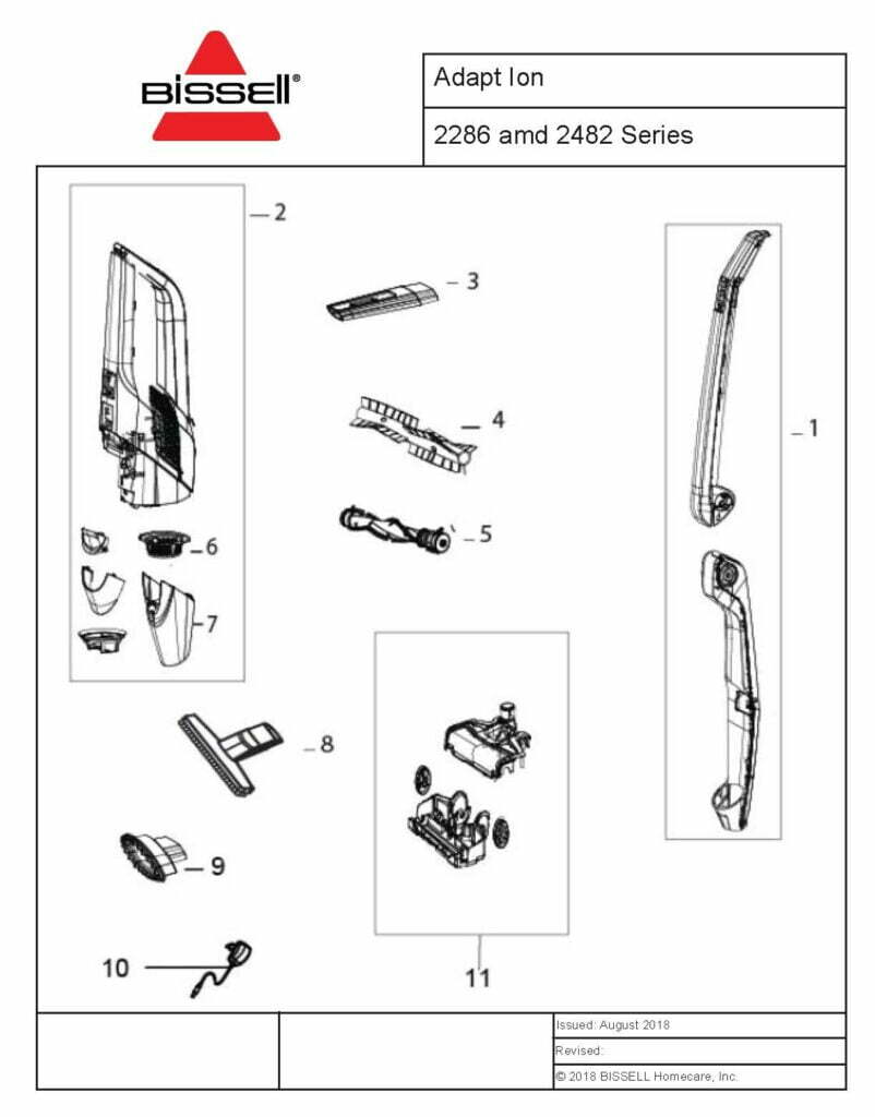 Schematic Parts Book for Bissell Model 2482 PowerLifter Ion Pet