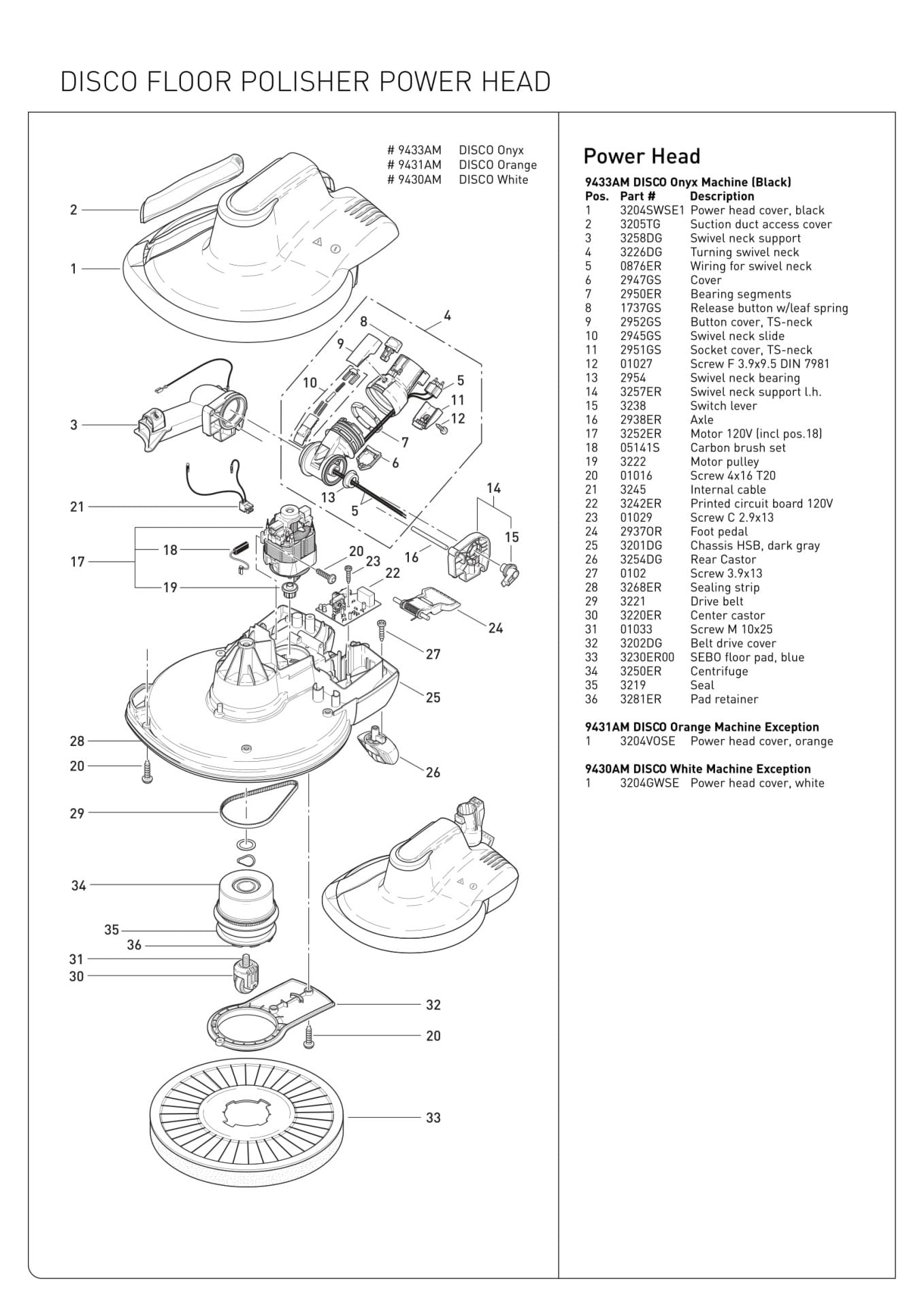 Schematic Parts Book For Sebo Model DISCO Floor Polisher VacuumsRUs