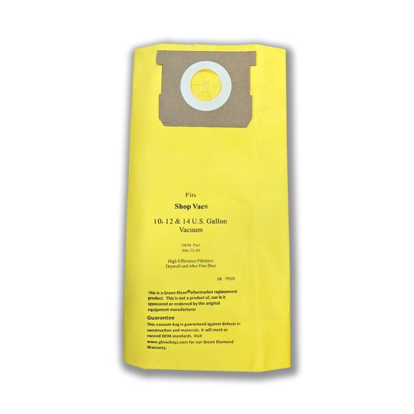 Paper Bag, GK Shop Vac 10-14gal 770-25 2Pk Part Number: GK-77025 for Shop Vac Replacement