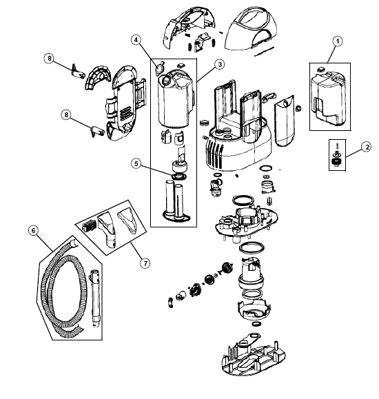 Schematic and parts list for: Dirt Devil Model: SE3890 - VacuumsRUs