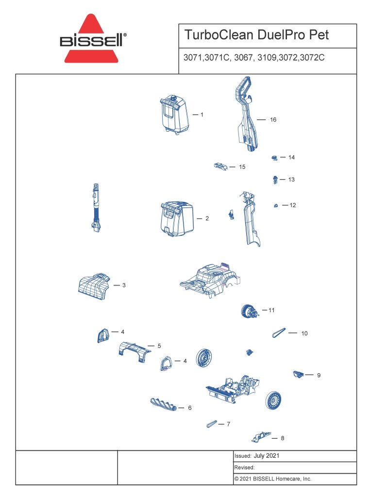 Schematic Parts Book for Bissell Model 3071 PowerForce PowerBrush Pet